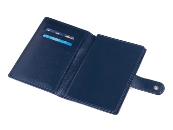 Бумажник водителя для автодокументов кожаный синий 20577-15