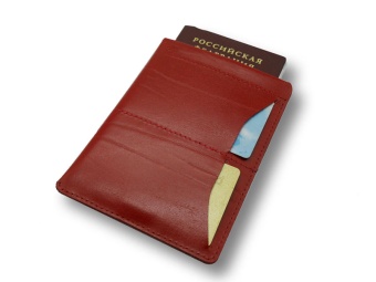 Чехол для паспорта кожаный красный 10573-06