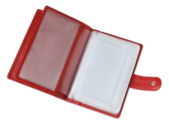 Бумажник водителя для автодокументов кожаный красный 20577-06