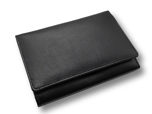 Кошелек-портмоне черный натуральная кожа 10506-01