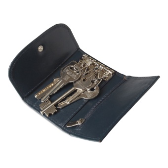 Ключница карманная кожаная на 6 ключей черная 9021-01