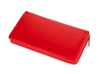 Красный кожаный женский кошелек на молнии 8120-06