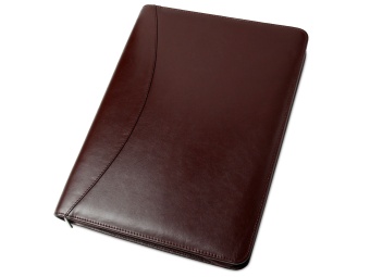 Папка на молнии А4+ с карманом для блокнота коричневая 10300-05