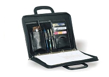 Кожаная папка-портфель с выдвижными ручками черная 1731-01